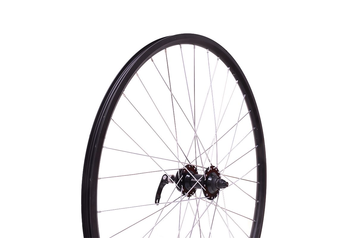 Колесо 27,5"MTB переднее,дв.обод Qijian DA-18 27,5"36H,втулка Solon DH802F,36H Disc,конусные подшипники,крепление IS6,черный